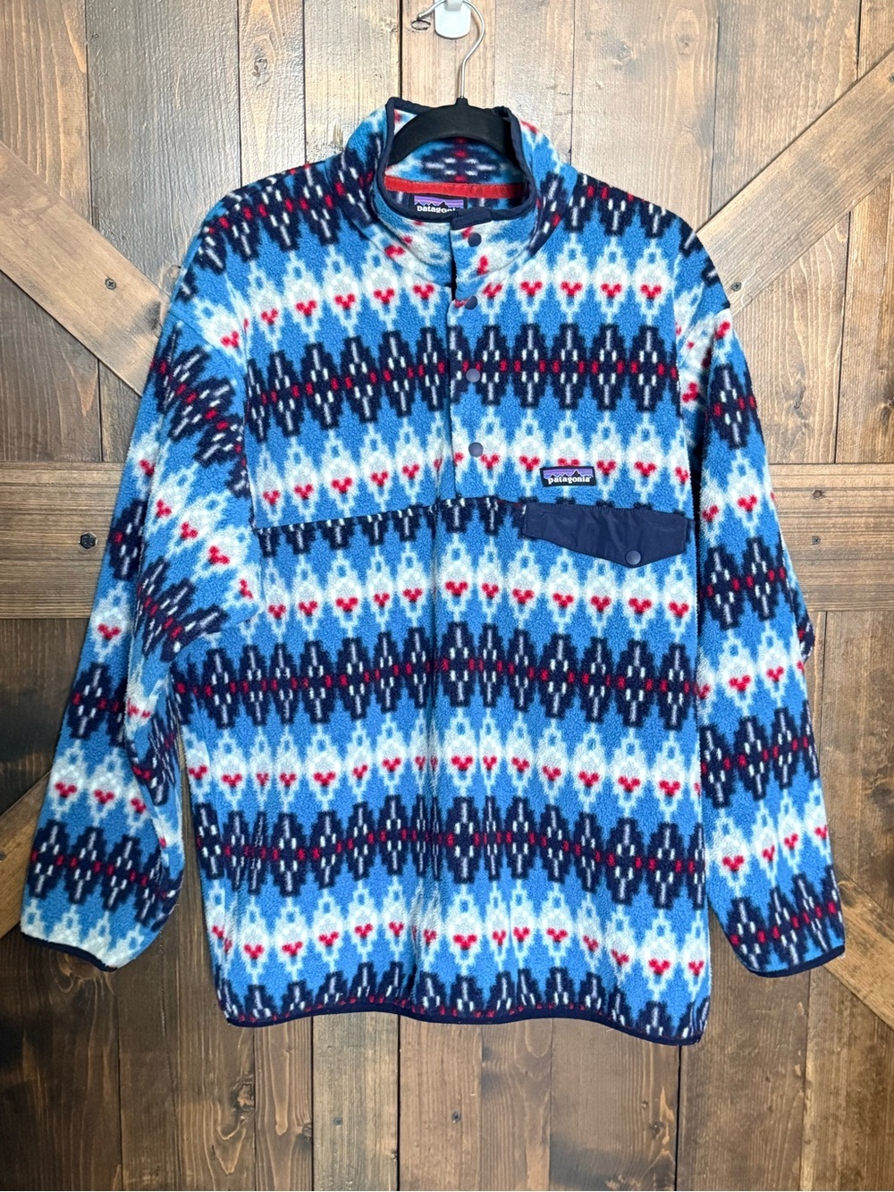 Vintage Patagonia Synchilla Snap-T Fleece Pullover Geometric/Aztec pattern Sz L